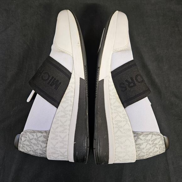 Michael Michael Kors Felix Nylon and Logo Trainer Shoes Size 8.5M Black White - Picture 3 of 11